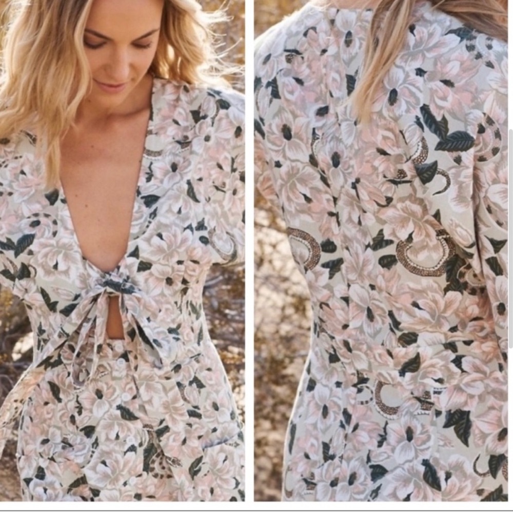 Happy Nature x Kate Hudson floral snake print boho button down midi dress - Picture 2 of 10